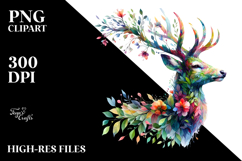 Vibrant Deer with Flowers, High-Res PNG Product Image 2