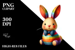 Colorful Bunny Made of Wood PNG Product Image 2