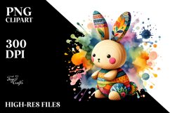 Colorful Bunny Made of Wood PNG Product Image 2
