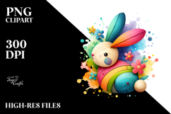 Colorful Bunny Made of Wood PNG Product Image 2