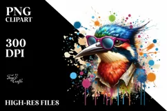 Colorful Quirky Artistic Bird | Sublimation Clipart Product Image 1