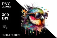 Colorful Quirky Artistic Bird | Sublimation Clipart Product Image 1