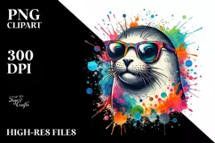 Colorful Quirky Artistic Seal | Sublimation Clipart Product Image 1