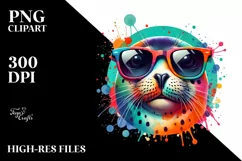 Colorful Quirky Artistic Seal | Sublimation Clipart Product Image 1