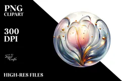 Glossy Tulip with Golden Insertions, PNG Product Image 2