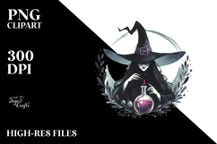 Retro Evil Witch with Magic Potion PNG Product Image 2
