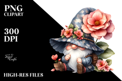 Gnome with Begonia Hat PNG Product Image 2