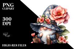 Cute Gnome with Begonia PNG Product Image 2
