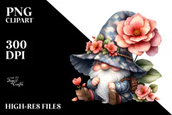 Cute Gnome with Begonia PNG Product Image 2