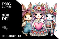 Colorful Baby Bunny Heart PNG Product Image 2