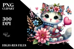 Cute Boho Baby Cat Heart PNG Product Image 2