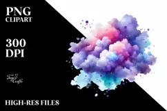 Colorful Purple Watercolor Cloud | Clipart Product Image 1