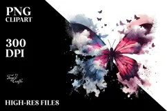Grunge Butterfly Silhouettes PNG Product Image 2