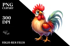 Proud Rooster Watercolor Clipart Product Image 2
