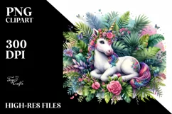 Baby Unicorn in Jungle, Adventure PNG Product Image 1