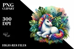 Baby Unicorn with Jungle Background PNG Product Image 1