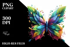Vibrant Watercolor Butterfly PNG Product Image 3