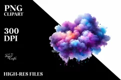 Colorful Purple Watercolor Cloud | Clipart Product Image 1