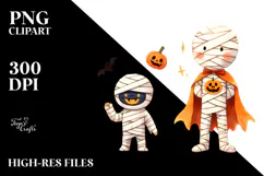 Simple Funny Halloween Clipart with Mummy PNG Product Image 2