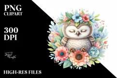 Colorful Baby Owl Watercolor Clipart Product Image 3