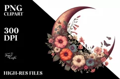 Vintage Half Moon Clipart, Transparent PNG Product Image 1