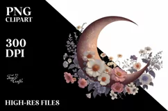 Vintage Half Moon Clipart, Transparent PNG Product Image 3