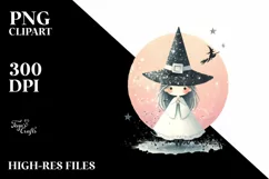Retro Halloween Witch with Glitter, Transparent PNG Product Image 3
