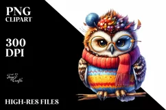 Cute Baby Owl Winter PNG Product Image 3