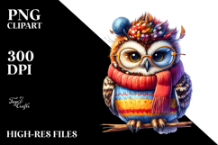 Cute Baby Owl Winter PNG Product Image 2