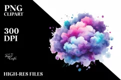 Purple Watercolor Cloud | Watercolor Clipart Product Image 1