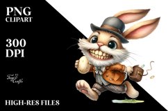 Goofy Bunny Running with Egg PNG Product Image 2