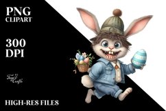 Goofy Bunny Running with Egg PNG Product Image 2