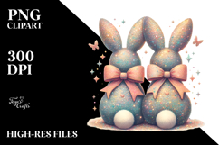 Colorful Vintage Bunny with Bow PNG Product Image 2