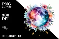 Abstract Moon Flowers Stars | Sublimation Clipart Product Image 3