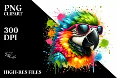 Colorful Quirky Artistic Parrot | Sublimation Clipart Product Image 1