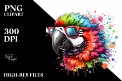 Colorful Quirky Artistic Parrot | Sublimation Clipart Product Image 1