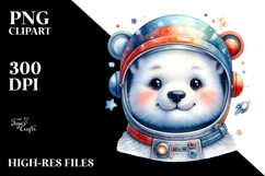 Cute Baby Polar Bear with Astronaut Helmet, PNG Product Image 2