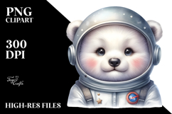 Cute Baby Polar Bear with Astronaut Helmet, PNG Product Image 2
