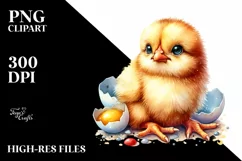 Cute Baby Chicken with Big Eyes PNG Product Image 3