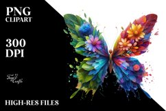 Vibrant Butterfly with Splashes PNG Product Image 3