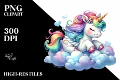 Colorful Baby Unicorn Clipart Product Image 1
