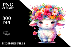 Cartoon Lamb Flower Crown Clipart Product Image 2