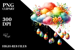 Colorful Cloud with Easter Eggs Hanging, Transparent PNG Product Image 2