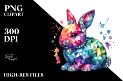 Colorful Bunny Made of Diamonds PNG Product Image 2