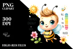 Energetic Baby Bee in Summer PNG Product Image 2