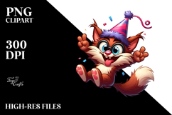 Goofy Cat with Party Hat PNG Product Image 2