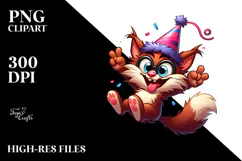 Goofy Cat with Party Hat PNG Product Image 2