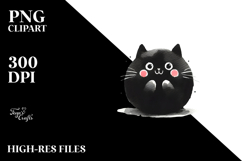 Funny Black Cat Watercolor, Transparent PNG Product Image 2