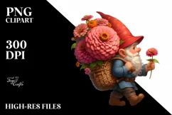 Detailed Digital Painting Small Gnome Zinnia | Sublimation, Product Image 3