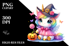 Cute Baby Unicorn in Simple Halloween PNG Product Image 2